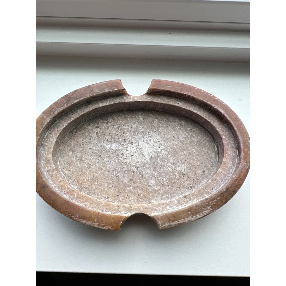 Natural SOAPSTONE 2pc. Oval Lattice Insert SOAP DISH No Two Are Alike